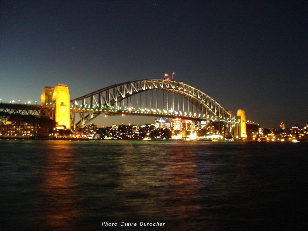 un pont illuminé la nuit